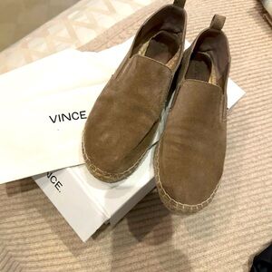 VINCE Taupe Suede Espadrilles.